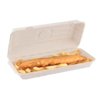 Bagasse Fish & Chips Box - Large - White