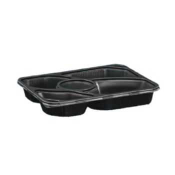 5 Section Black Base Container PP
