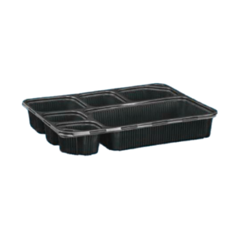 6 Section Black Base Container PP