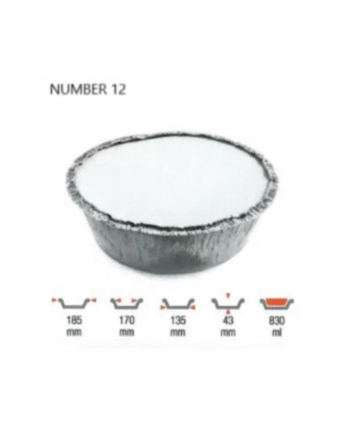 FOIL CONTAINERS 12 LIDS ROUND (400)