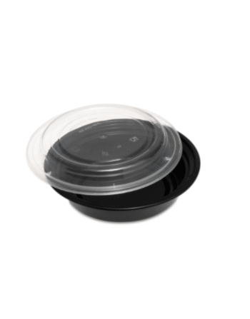 16oz (456ml) BLACK BASE ROUND CONTAINER WITH LIDS(150)