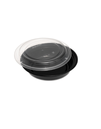 24oz (681ml) BLACK BASE ROUND CONTAINER WITH LIDS(150)