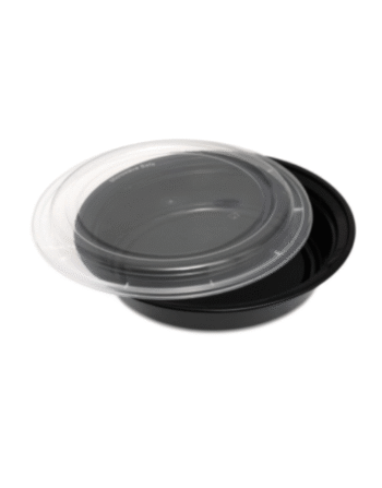 48oz (1363ml) BLACK BASE ROUND CONTAINER $ LIDS(150)