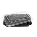 16oz BLACK BASE REC CONTAINER WITH LIDS (150)