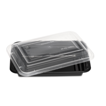 16oz BLACK BASE REC CONTAINER WITH LIDS (150)