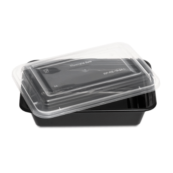 24oz BLACK BASE REC CONTAINER WITH LIDS (150)