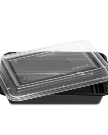 32oz (909ml) BLACK BASE REC CONTAINER WITH LIDS (150)