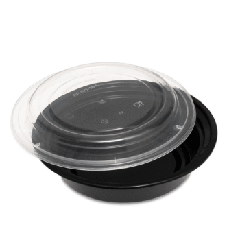 16oz BLACK BASE ROUND CONTAINER $ LIDS(456ml)