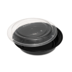 24oz BLACK BASE ROUND CONTAINER $ LIDS(681ml)