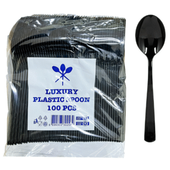 LUXURY BLACK DISPOSABLE SPOONS -100 PACK