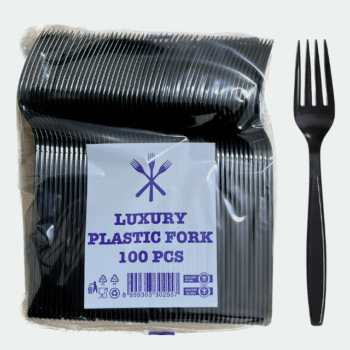 LUXURY BLACK DISPOSABLE FORKSS-100 PACK