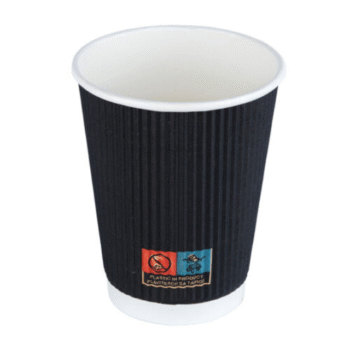 GRAND 12oz BLACK RIPPLE WALL CUPS(500)