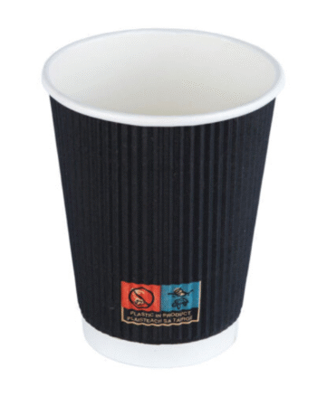 GRAND 12oz BLACK RIPPLE WALL CUPS(500)